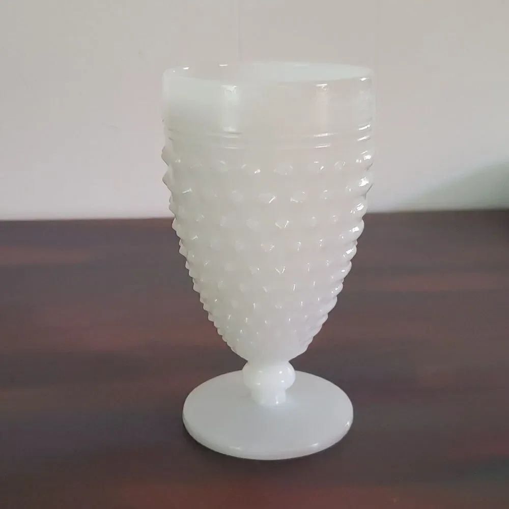 Vintage Hobnail Milk Glass Goblet